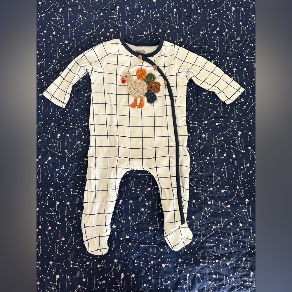 Mudpie Turkey baby footie one-piece 0-3mo Like New